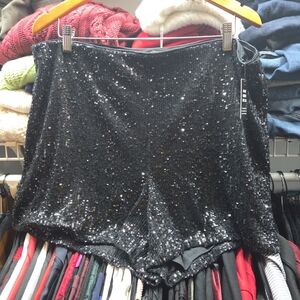 Express Black Sequin Shorts